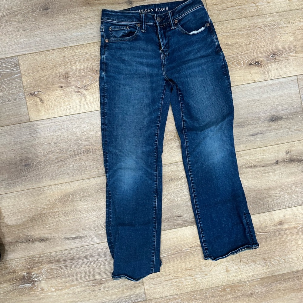 American Eagle Outfitters Women's Dark Blue Straight Leg Jeans